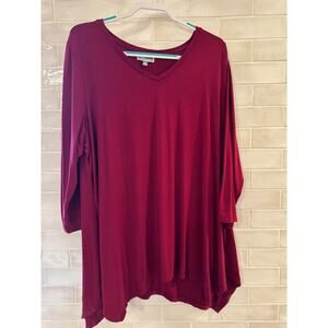 JM Collection Woman Fushia Top 3/4 Length Sleeves Plus Size 3X